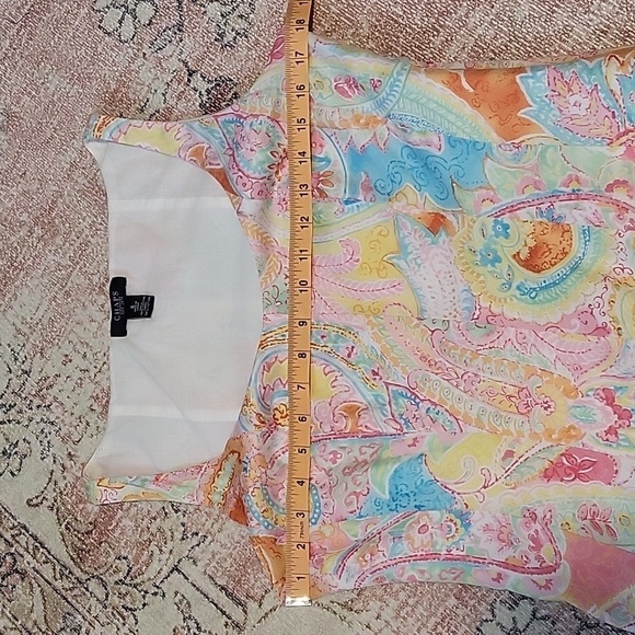Chaps Cotton Lined Fit n Flare Floral Pastel Paisley Hidden Side Zip Dress Sz 8 - Picture 9 of 12